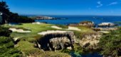 A green cut into the cliffs above the ocean