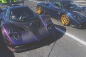 A Lamborghini shot from above on a road