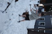 A snowboarder in fresh powder