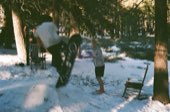 Figures in the snow, shot on film